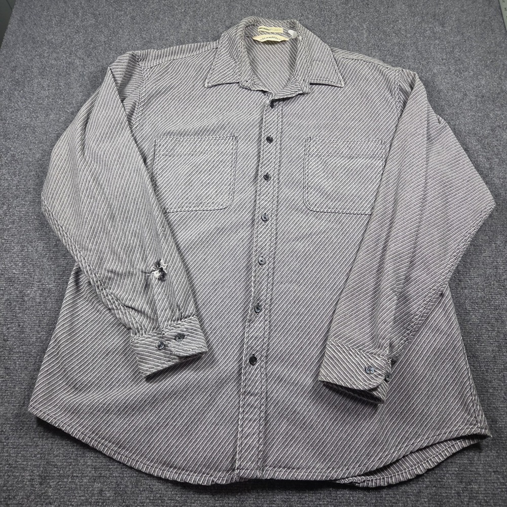 Vintage St. Johns Bay Big Mac Flannel Shirt Mens XL Striped Heavy Cotton *Hole